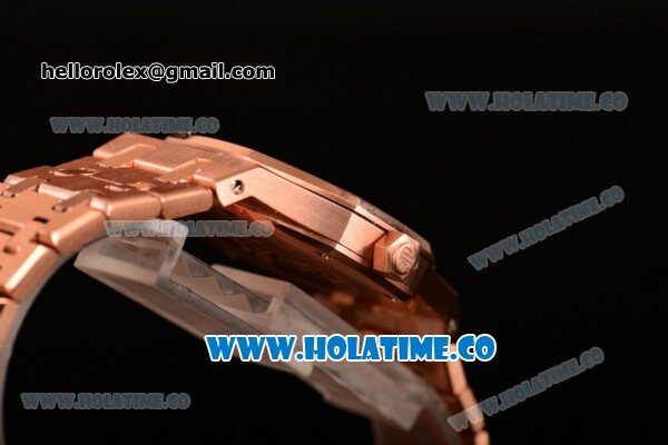 Audemars Piguet Royal Oak 33MM Miyota Quartz Rose Gold Case/Bracelet with White Dial and Stick Markers (EF) - Click Image to Close